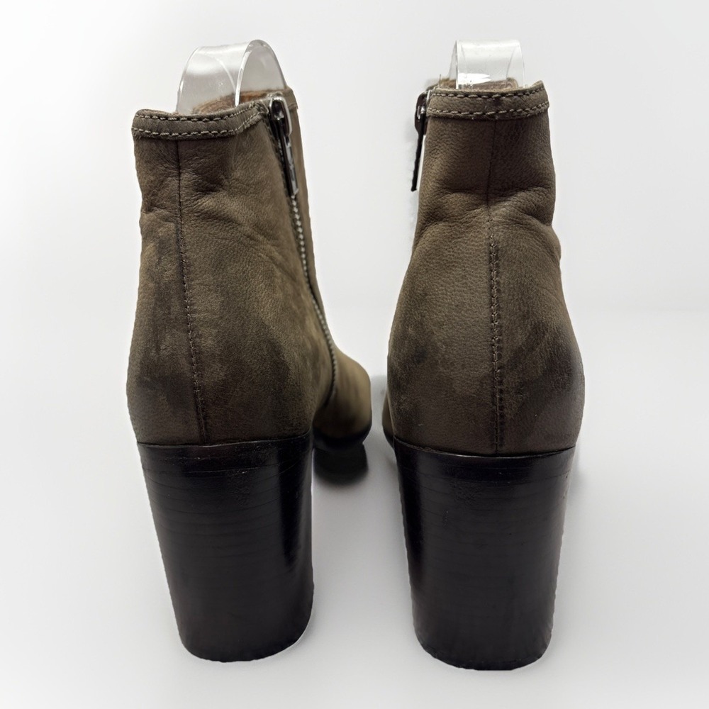 Frye Gray Leather Peep Toe Booties Danika 3478035 Heeled Ankle Boots Size 6.5 M - Picture 4 of 16